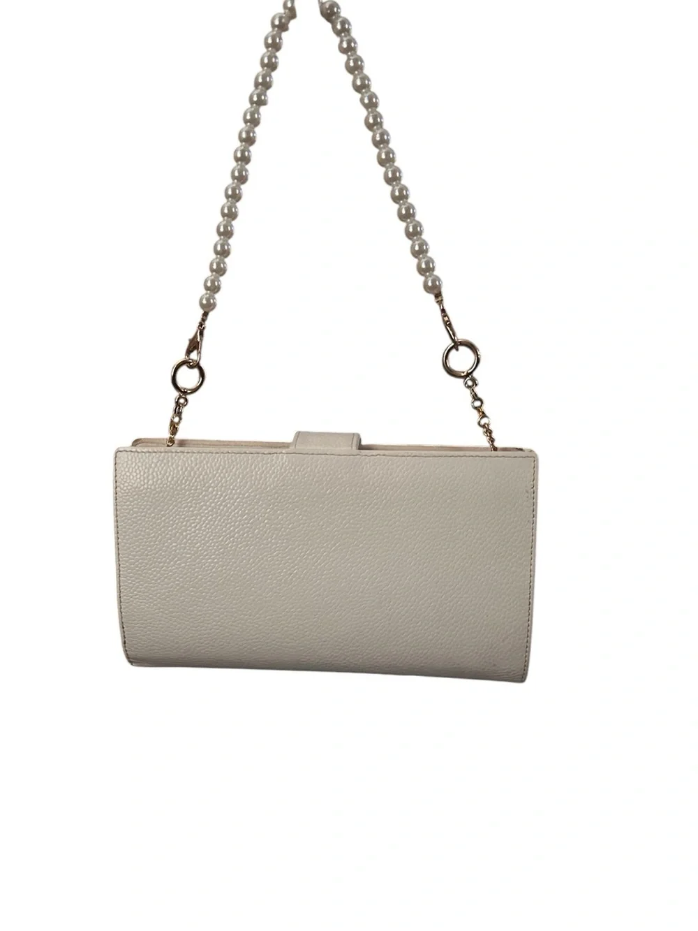 CHANEL Cream Leather CC Logo Snap Wallet